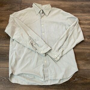 J Crew Blue and Gold Plaid Button Down Shirt Large